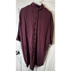 Lisa Bayne Art to Wear Tencel Dress S Lagenlook Oversized Minimalist Button Up